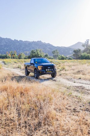Ford F-150 Front Bumper - DV8 Offroad - Tube, Prerunner - Micro-texture black with gray skid plate accents - `21-`23